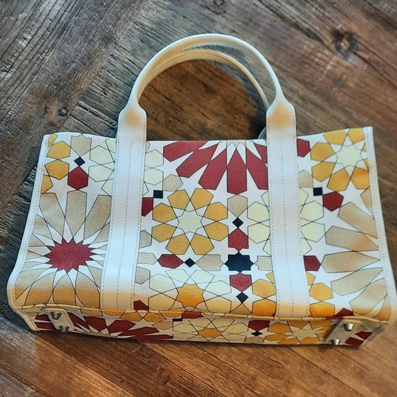 Like NEW Furla Flower Power Canvas Tote with Cream Leather Trim - Picture 7 of 8